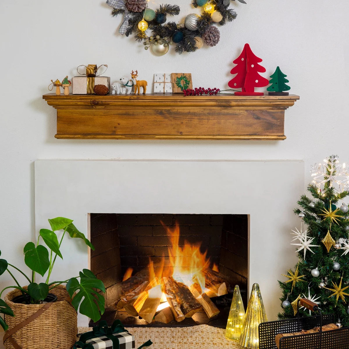 48" Rustic Ash Fireplace Mantel Shelf K7958