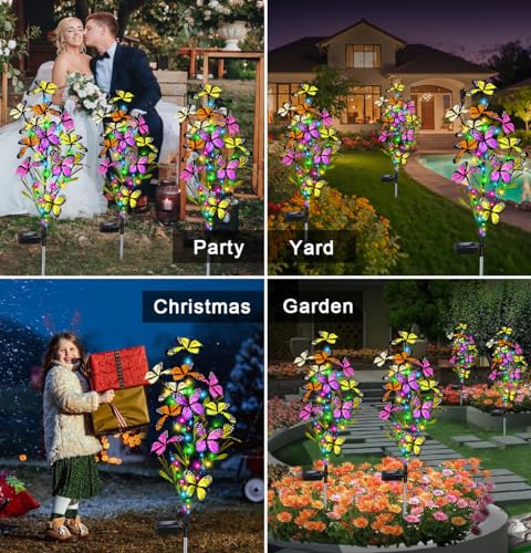 Solar Butterfly Tree Lights Outdoor, 2 Pack for Garden Yard Patio E1526