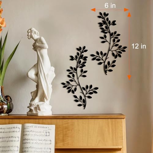Metal Wall Decor for Living Room, 2 Pieces Olive Branch Leaf Wall Art K83409