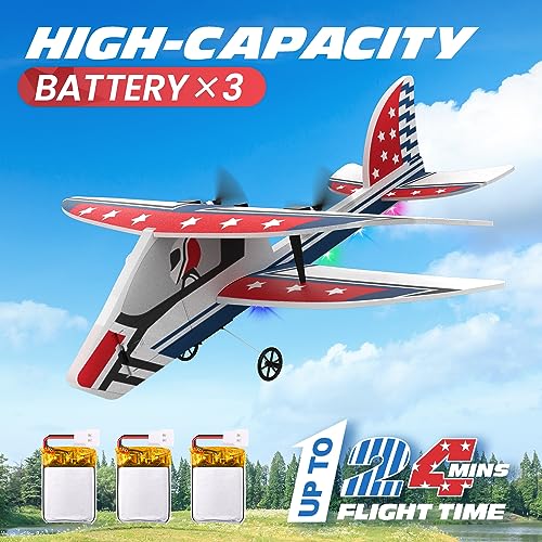 RC Plane Remote Control Airplane with 3 Batteries and 6-Axis Gyro Stabilizer for Beginners G9873