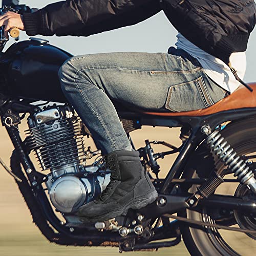 Men's Military Tactical Work Boots Side Zipper Leather Motorcycle Combat Boots N655026