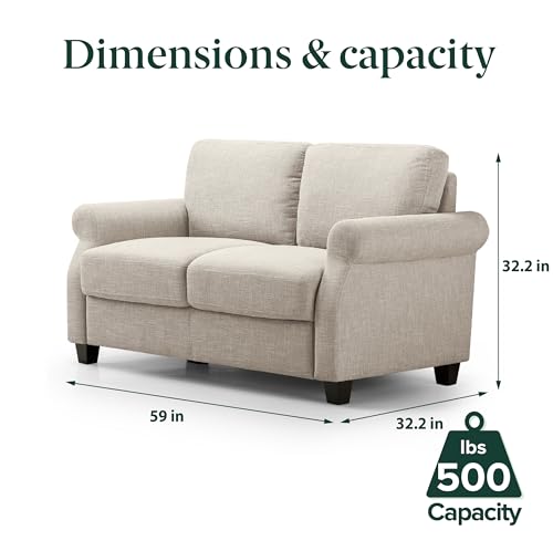 Loveseat Sofa, Tool-Free Assembly, Beige S263