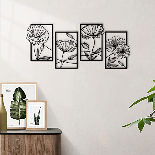 Metal Lotus Flower Wall Decor, Abstract Floral Line Art, Minimalist Hanging Sculpture Q954