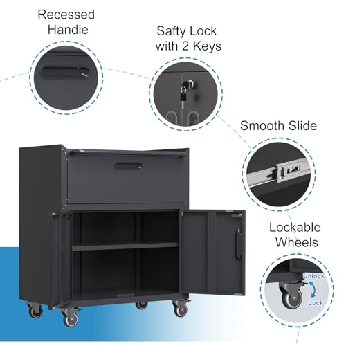 Wall Cabinet with 2 Doors, Lockable, Adjustable Shelves, Heavy Duty Steel J4545