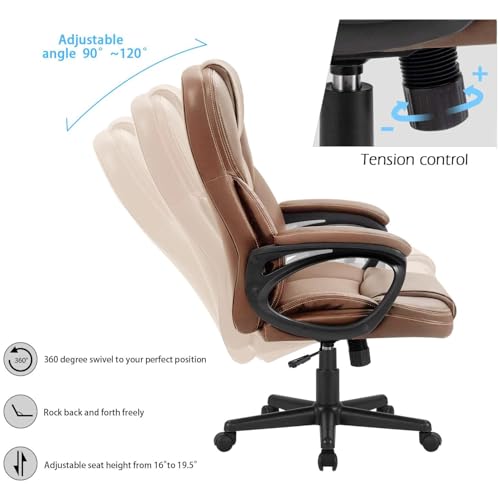 Office Executive Chair High Back Adjustable Swivel PU Leather with Lumbar Support I3854