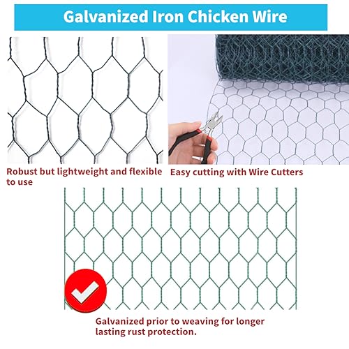 Chicken Wire Mesh for Garden, Poultry Netting, Rabbit Fence E720694