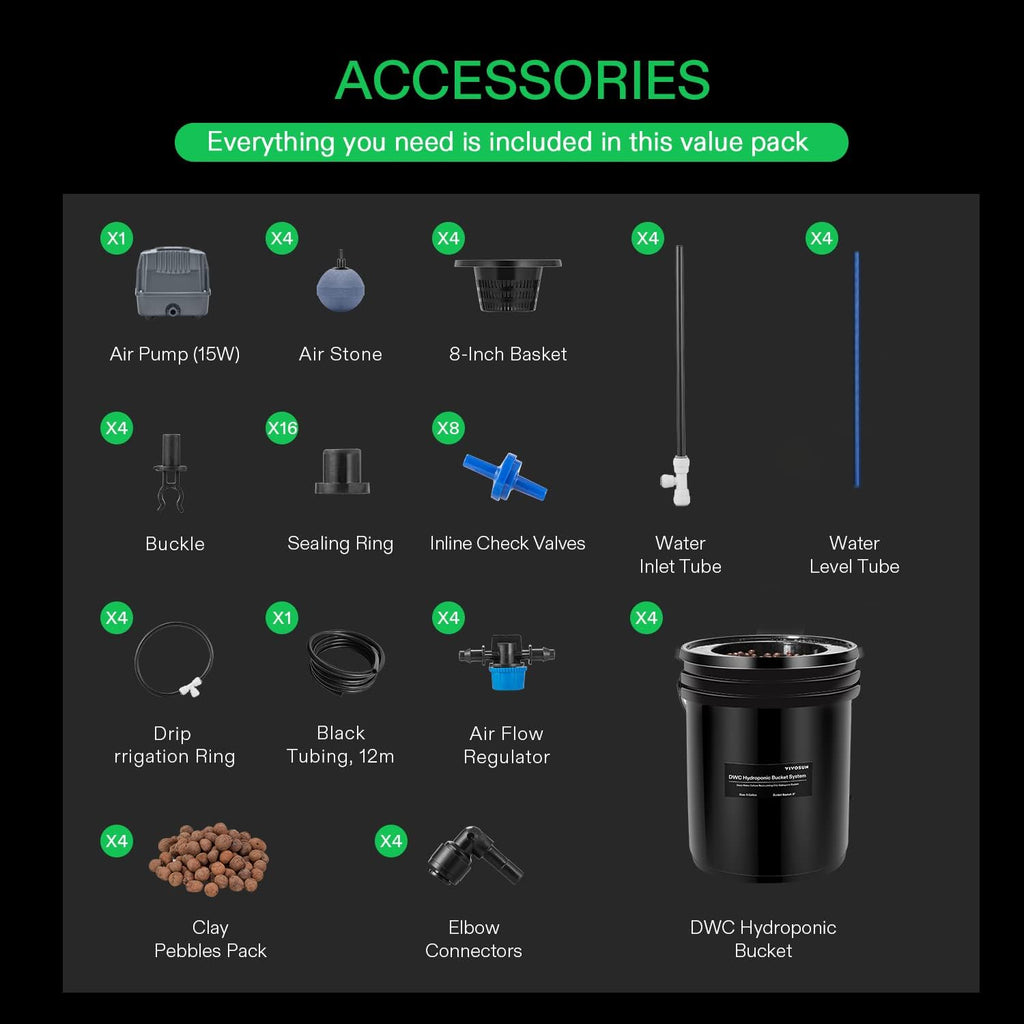 DWC Hydroponics Grow System, 5-Gallon Deep Water Culture, 108 Plant Sites, 3 Layers Gardening Kit D224