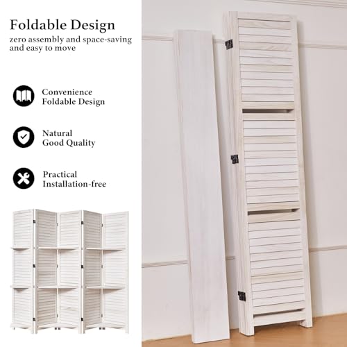 Folding Room Divider with Shelves, 6 Panels, Brown D785582