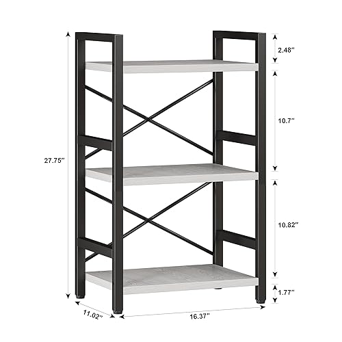3 Tier Industrial Bookcase, Rustic Etagere Bookshelf for Living Room U5786