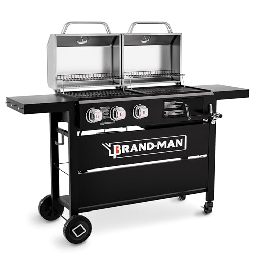 6-Burner Propane Gas Grill and Griddle Combo with Stainless Steel Lids F7495