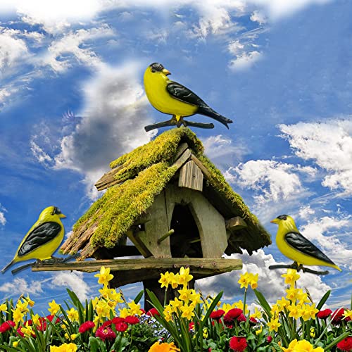 Metal Goldfinches Wall Decorations, Hanging Birds, Set of 3 V695475