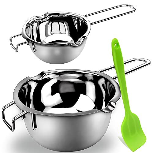 Double Boiler Pot Set for Melting Chocolate, Butter, Cheese, Caramel and Candy - 18/8 Steel Melting Pot, 2 Cup Capacity, Including The 1000ml and 600ml Capacity…