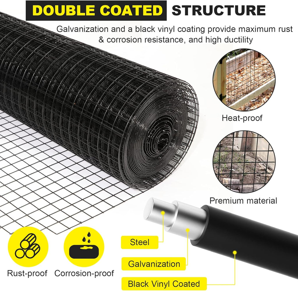 1/2 inch 16 Gauge Black Vinyl Coated Welded Fence Mesh 24 x 100 ft I133