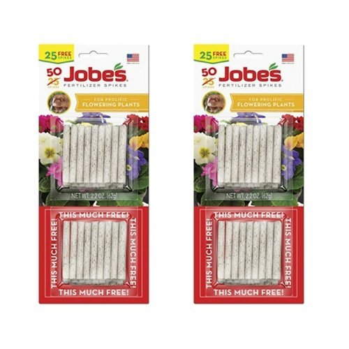 Jobe’s Fertilizer Spikes for Flowering Plants, 10-10-4 Time Release Fertilizer, 50 Spikes per Package (2 Pack)