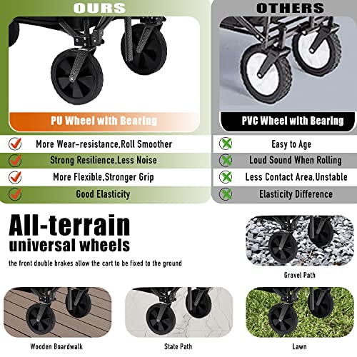 Collapsible Outdoor Utility Wagon with 300 lbs Capacity, Heavy Duty Folding Wagon U386