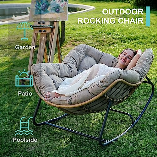 Oversized Patio Papasan Rocking Chair with Wicker Lounge G5657