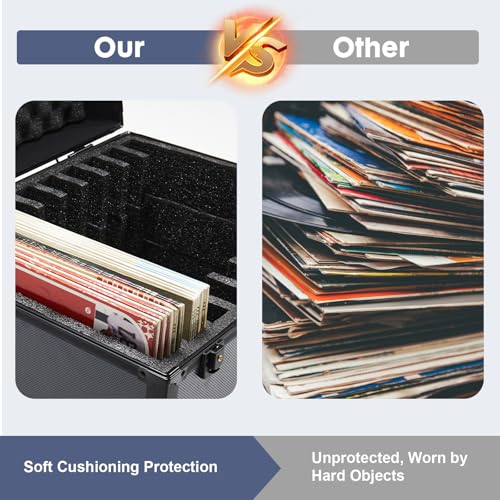 Vinyl Record Storage Case Box Holds 100 Records with Lid and Handles Z118