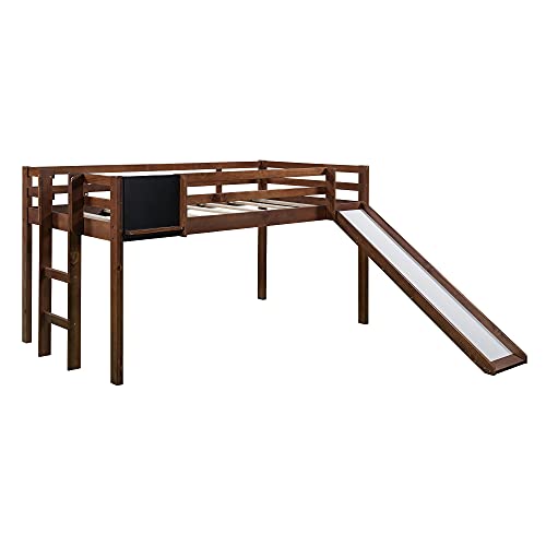 Wood House Loft Bed Frame with Slide and Storage Shelves Z806
