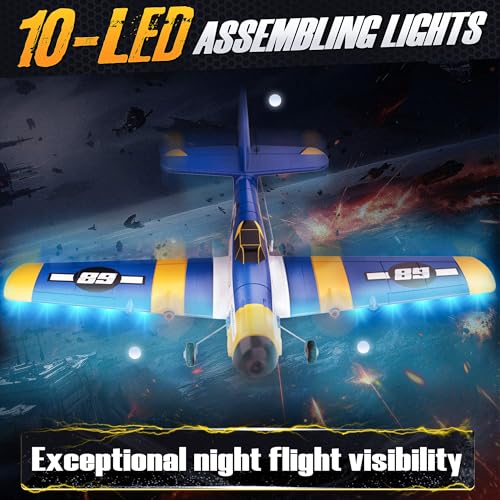 RC Plane with 6-Axis Gyro, Easy Control for Beginners, LED Lights U3567