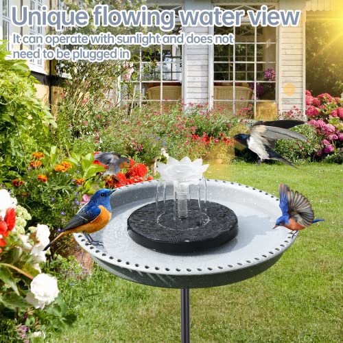 Solar Bird Bath with Fountain for Hummingbirds, Metal Stake for Garden T871358