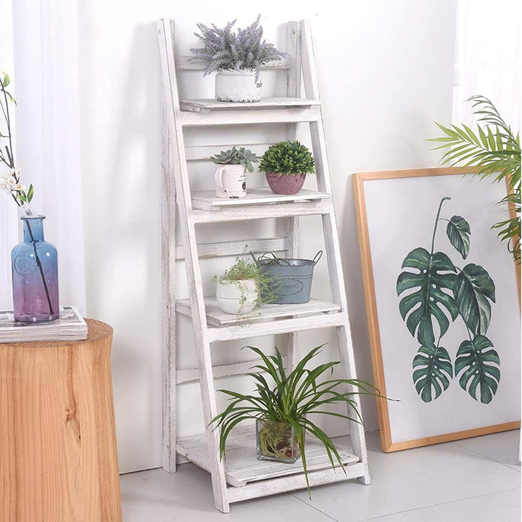 Rustic Wood 4-Tier Plant Stand with Shelves for Outdoor X996776