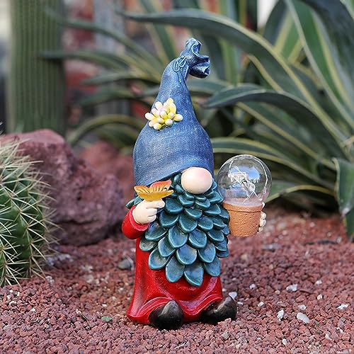 Solar Gnomes Garden Statues with LED Light for Outdoor Yard Decor P683
