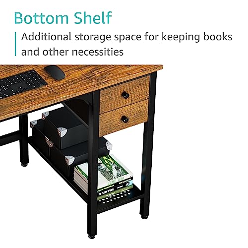 Computer Desk with Fabric Drawers, 40 Inch Reversible Gaming Desk for Small Space Home Office D876