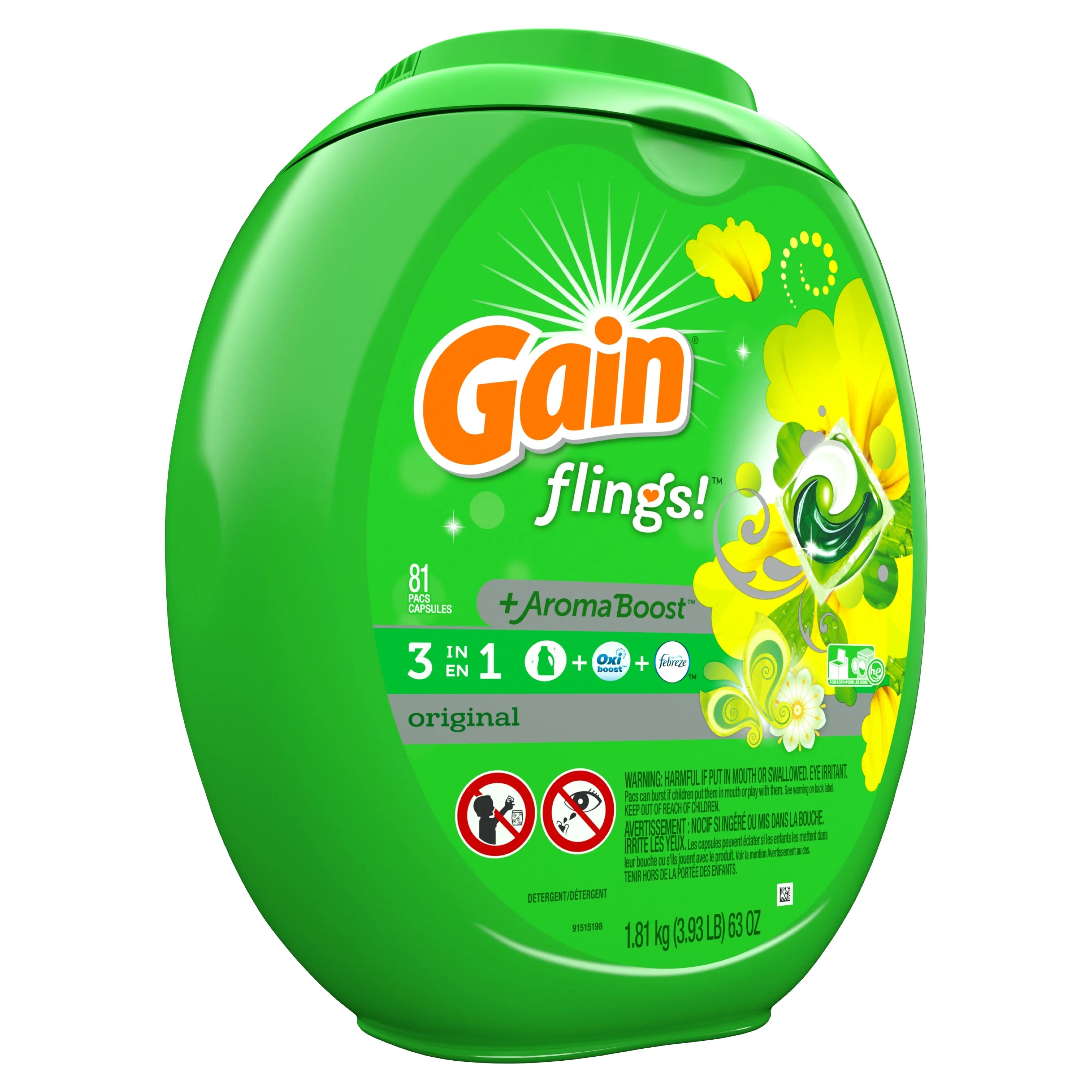 Laundry Detergent Pacs, Original, 81 Count Y5463