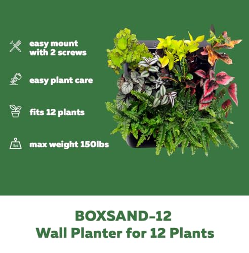 Wall Planter for 12 Plants, Indoor/Outdoor, White with Black Pots N25993