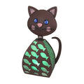 Metal Kitty Cat Green LED Solar Garden Statue Accent Light Patio Decor Sculpture Art 15.5 Inches High