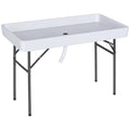 Outsunny 4FT Portable Folding Fish Fillet Cleaning Table Camping Picnic Ice Party Desk with Sink