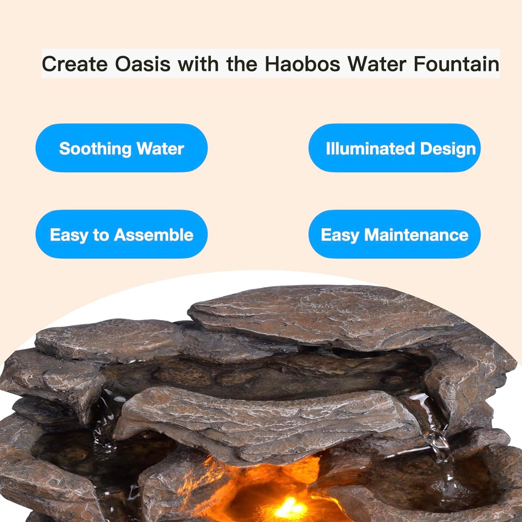 Indoor Tabletop Water Fountain with LED Light, 9.7 Inch Desktop Decor E4902