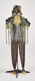 60" Animated Halloween Standing Scarecrow, BrownGreenBlackBaige