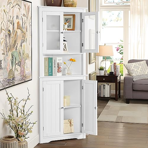 67" Tall Bathroom Cabinet with 2 Doors and 1 Drawer, Adjustable Shelves T930834