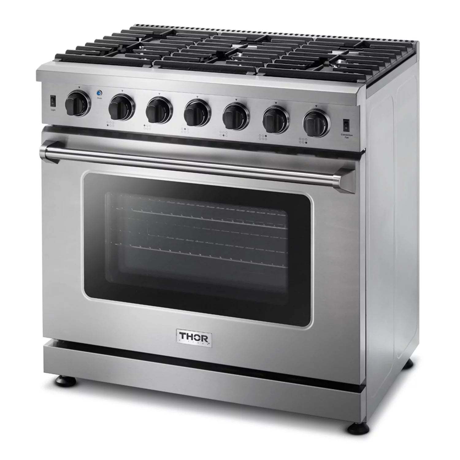36-Inch Gas Range, 6 Burners, Stainless Steel A6518