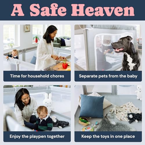 Extra Large Playpen for Babies and Toddlers, Tear-Resistant Indoor & Outdoor Play Yard with Gate, Grey D5532