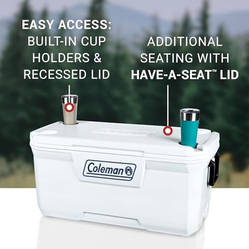 Marine Cooler with Insulated UV Guard Lid, Keeps Ice for 3+ Days, 52qt/100qt/120qt Options J173