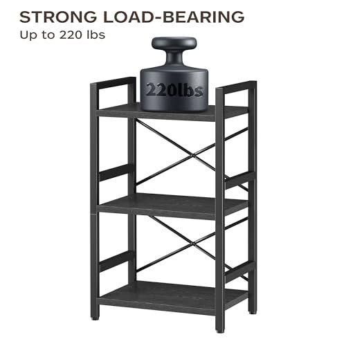 3 Tier Industrial Bookcase, Rustic Etagere Bookshelf for Living Room U5786