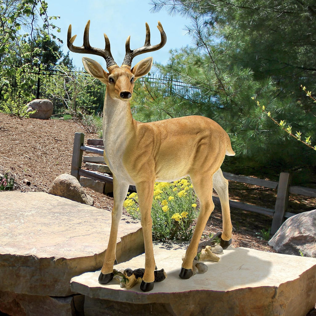 Woodland Buck Deer Garden Statue Decoy, 23 Inches Wide E662