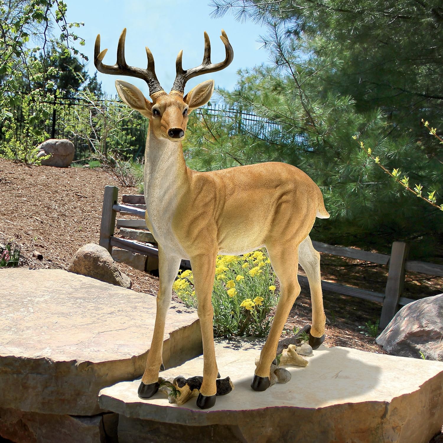 Woodland Buck Deer Garden Statue Decoy, 23 Inches Wide E662