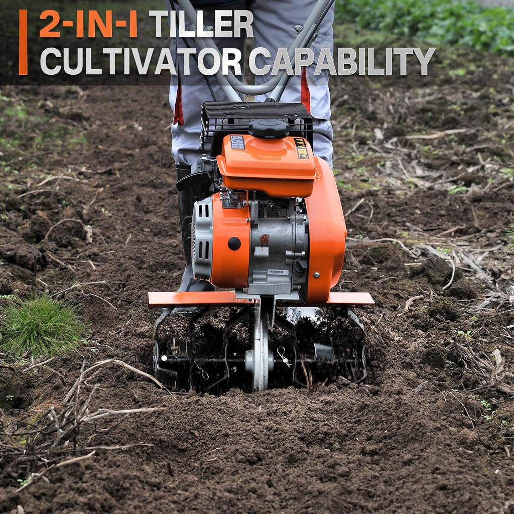 17-Inch Gas Tiller for Gardening, Front Tine Cultivator R439