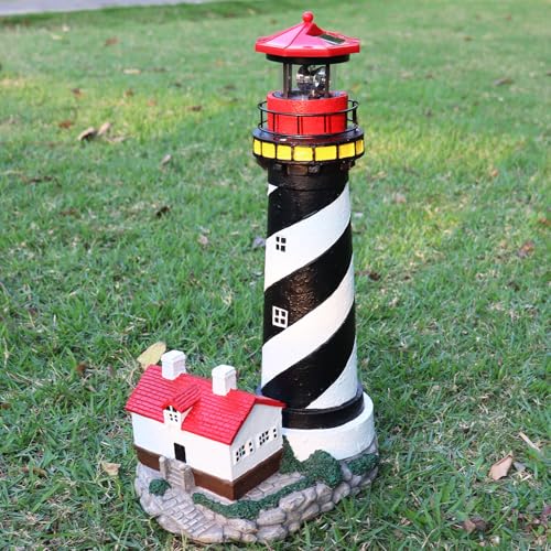 Solar Lighthouse with Rotating Beacon for Outdoor Garden Decor A48617