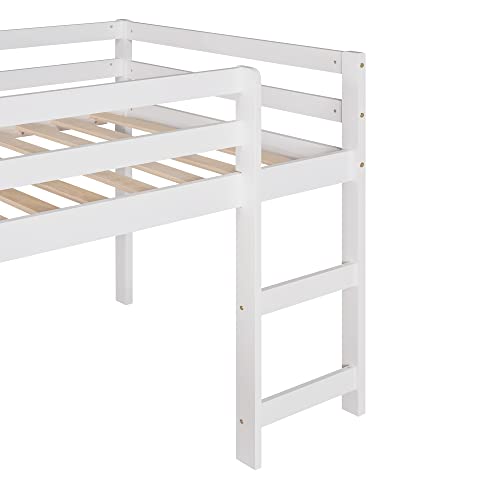 Wood House Loft Bed Frame with Slide and Storage Shelves Z806