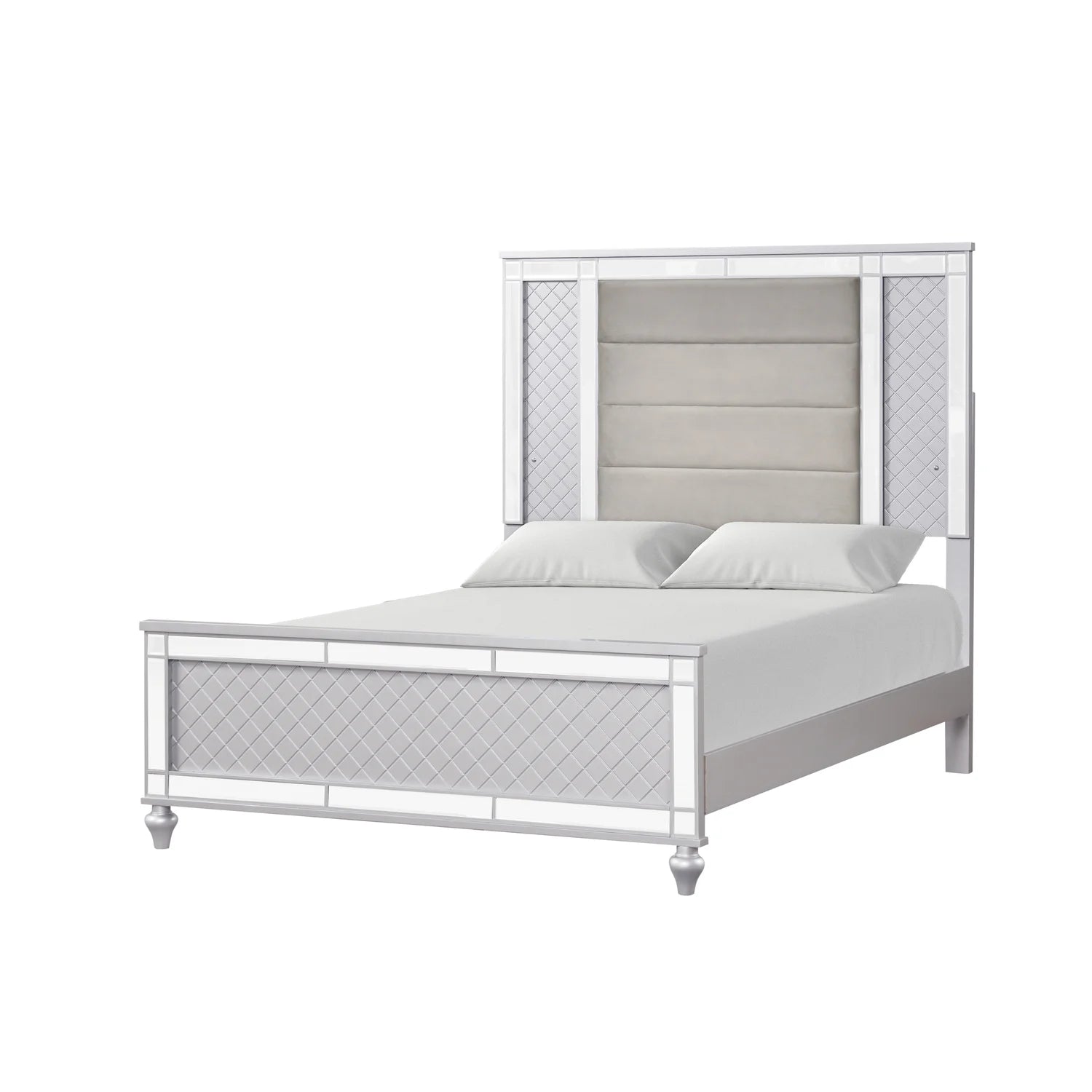 King Bed Silver Champagne with Mirror C721