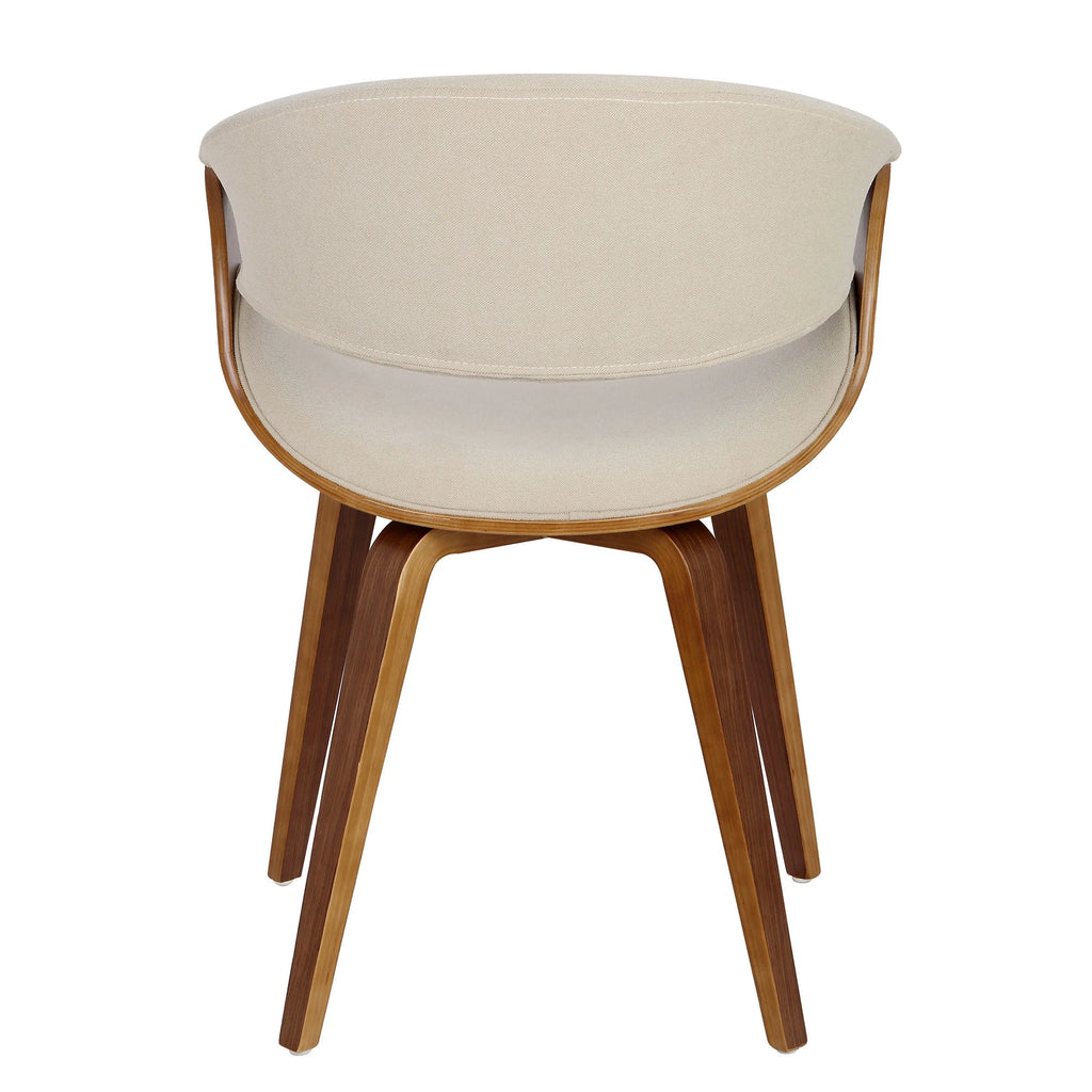 Mid-Century Modern Dining Accent Chair in Walnut and Cream Fabric J558481