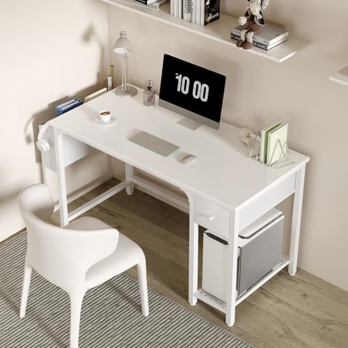 Computer Desk with Fabric Drawers, 40 Inch Reversible Gaming Desk for Small Space Home Office D876