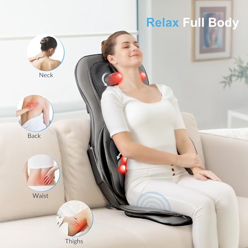 Shiatsu Neck Back Massager with Heat, 3D Kneading Massage Chair Pad, Adjustable Neck Massage, Seat Massager for Full Body Relaxation, Dark Gray D921543