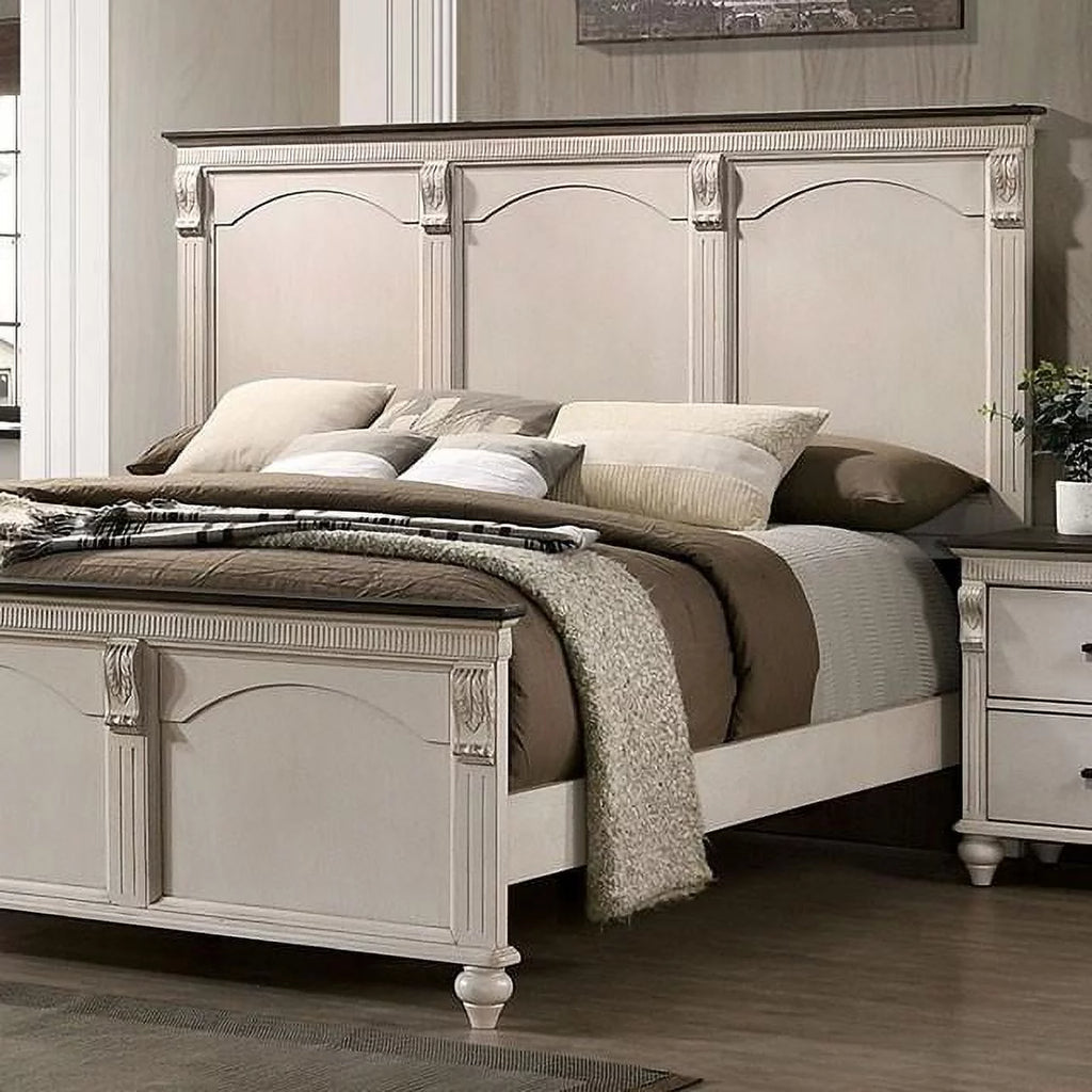 Antique White Solid Wood Queen Bedroom Set 6pcs P706521