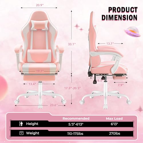 Gaming Chair with Footrest and Massage Lumbar Support J131131