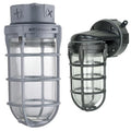 Lithonia 150W Utility Vapor Tight Ceiling Light and Woods 150W Vandal Resistant Hammered Black Security Ceiling Light